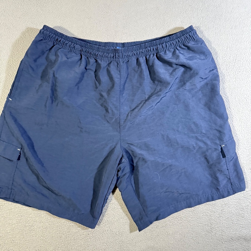 Vintage Reebok Mens Blue Cargo Shorts‎ Elastic Waist Size XL Casual Activewear